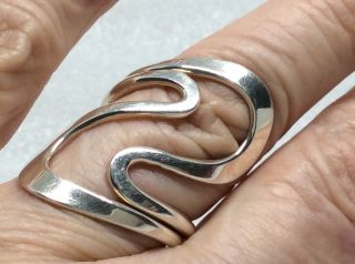 Vintage Large Silver Artisan Swirl Ring 7 1/2