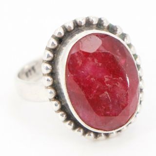 Vtg Sterling Silver - Granulated Tourmaline Stone Ring Size 8 - 7g