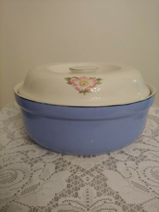 Vintage Hall Superior Quality Kitchenware Pottery Serving Set Rose Parade Blue