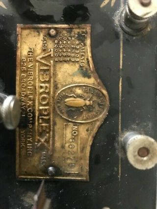 Vintage 1922 Vibroplex Bug - Telegraph Key - & Repair S 86276