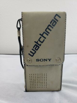 Vintage Sony Watchman [fd - 20a] Flat Black & White Tv With Case