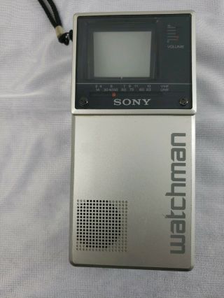 Vintage Sony Watchman [FD - 20A] Flat Black & White TV With Case 3