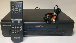 Panasonic Vcr Vhs Player With Remote And Av Cables Fully Model Pv - 840f