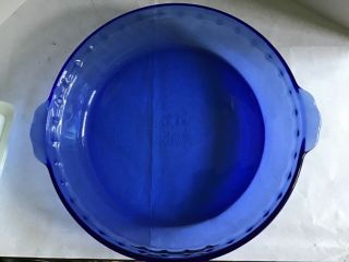 Vintage Pyrex Cobalt Blue Glass Pie Pan 229 Crimped Rim Deep Dish Plate