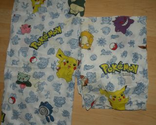 Nintendo Pokemon Pikachu Twin Bed Flat & Fitted Sheets - Vintage 1998