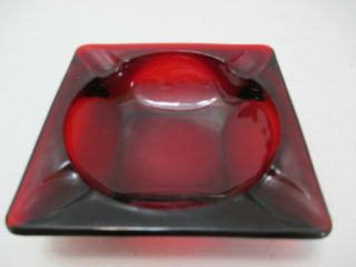 Vintage Anchor Hocking Royal Ruby Red Glass Ashtray Square 4 5/8 "