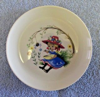 Vtg Set Of 3 Pickard China Porcelain Nursery Rhyme Dishes - Little Miss Muffet