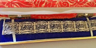 True Vintage Silver Filigree Panel Bracelet Hand Made Exquisite Workmanship.