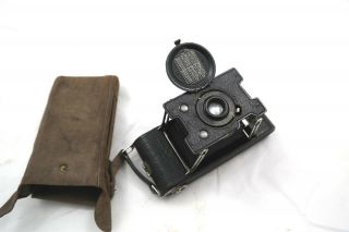 Antique Pull Out Folding Camera W Case Ansco Gammax No D Wollensak Usa