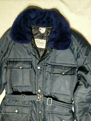 Walls Blizzard Pruf Womens Vtg Navy Insulated Nylon Coveralls Snow Suit Lg 16 - 18