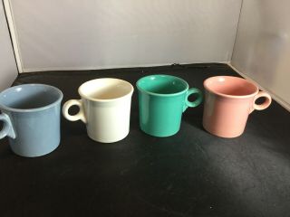 Vintage Homer Laughlin Fiestaware Fiesta Multi Color Coffee Mugs Set Of Four