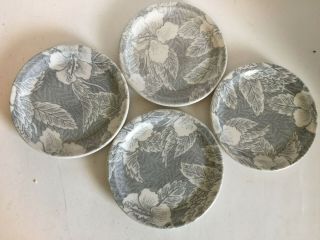 4 Vintage Wallace China Restaurant Ware Bread Butter Plates Gray Hibiscus