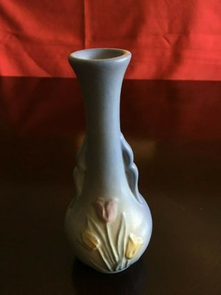 Vintage Hull Pottery Blue Tulip Bud Vase 6 - 1/2 "