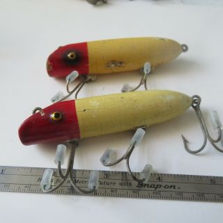 Fishing Lures 2 South Bend Vintage 3¾ " Wood Bass - Oreno Red Head