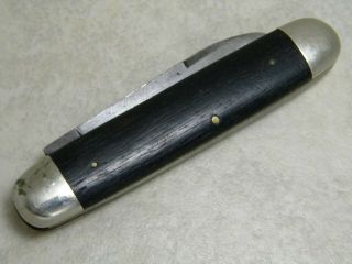 Vintage Challenge Cut Co Bridgeport Conn Ebony Cigar Jack Knife c.  1905 - 28 6