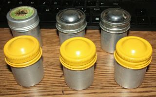 6 Vintage 35 Mm Film Canisters Containers Aluminum - Kodak Style.