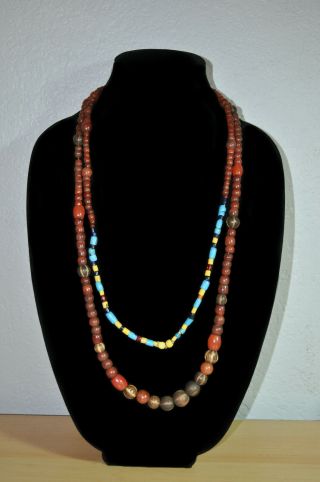 Vintage From Nagaland,  India Necklace From Before 1980 Glass Beads 60 " Long