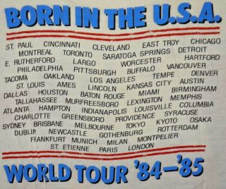 Vintage Bruce Springsteen 1984 BORN IN THE USA World Tour T Shirt size M 3
