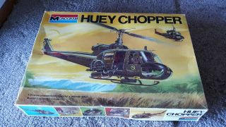 Vintage 1976 Monogram Huey Chopper 1/24 Scale Plastic Model Kit Unassembled