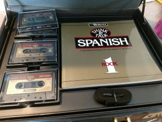 Vintage Berlitz Method Think And Talk Spanish Cassettes And Books In Briefcase