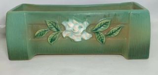 Vintage Roseville Art Pottery Green Gardenia Window Box Planter 658 - 8