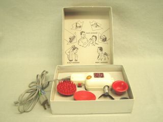 Vintage Wahl Home Electric Vibrator Model E Face Massager Attachments Box