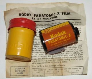 Vintage Kodak Panatomic - X Fx 135 Safety Film In Ebossed Metal Tin Canister Nos