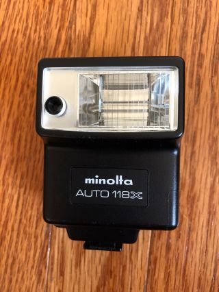 Vintage Minolta Auto 118x Shoe Mount Flash For Slr Cameras. ,