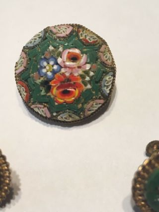 FANTASTIC VINTAGE MICRO MOSAIC BROOCH AND SCREW BACK EARRING SET ITALY 3