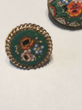 FANTASTIC VINTAGE MICRO MOSAIC BROOCH AND SCREW BACK EARRING SET ITALY 4