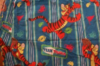 Vintage Pooh Team Tigger Twin Flat Sheet Cotton Flannel Football