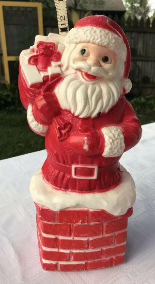 Vtg 13 " Christmas Santa Claus Chimney Plastic Blow Mold Dapol 1960s - No Cord
