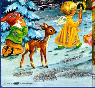 Vintage Advent Christmas Calendar Kruger West Germany with Envelope Rocket Moon 2