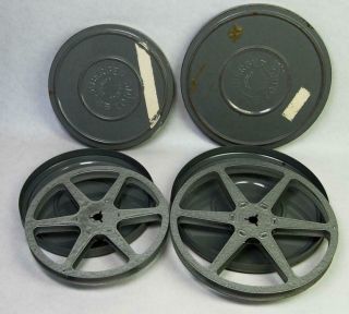 Brumberger Co 2 Metal Film Reels 5 " & 5.  75 " W Cans For 8 8mm