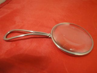 Vintage Signed Folding Magnifying Glass In Worn Leather Case