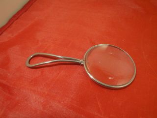 VINTAGE SIGNED FOLDING MAGNIFYING GLASS IN WORN LEATHER CASE 8
