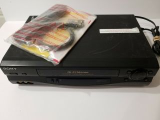 Sony Slv - N55 Vhs Player Vcr With Remote 4 Head Hi - Fi Stereo Vhs Video Recorder