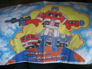 Vintage Hasbro 1984 Transformers Twin FLAT FITTED SHEET PILLOW CASE complete set 2