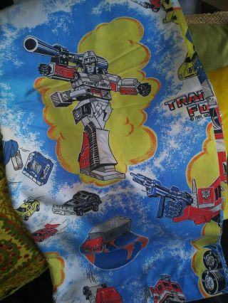 Vintage Hasbro 1984 Transformers Twin FLAT FITTED SHEET PILLOW CASE complete set 3