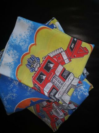 Vintage Hasbro 1984 Transformers Twin FLAT FITTED SHEET PILLOW CASE complete set 5
