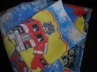 Vintage Hasbro 1984 Transformers Twin FLAT FITTED SHEET PILLOW CASE complete set 6