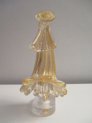 Vintage MURANO Gold Fleck Art Glass Angel Candle Holder With Label Xlnt 7