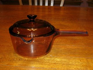 Vintage Vision Corning Sauce - Pan Made In Usa 1l W/spout And Lid
