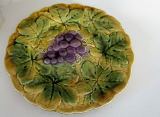 Sarreguemines Vintage French Ceramic Majolica Fruit dessert Plates 3