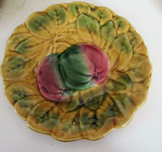 Sarreguemines Vintage French Ceramic Majolica Fruit dessert Plates 4