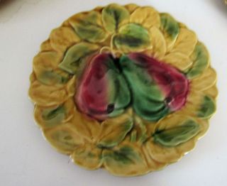 Sarreguemines Vintage French Ceramic Majolica Fruit dessert Plates 5