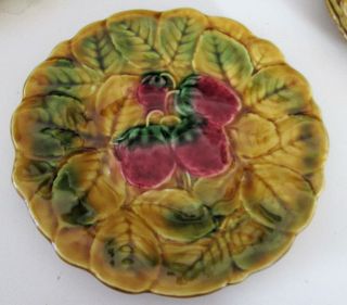 Sarreguemines Vintage French Ceramic Majolica Fruit dessert Plates 6