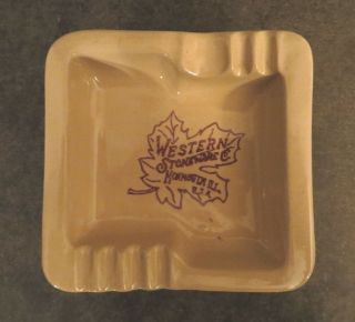 Vintage Western Stoneware Monmouth Illinois Pottery Ash Tray Advertising