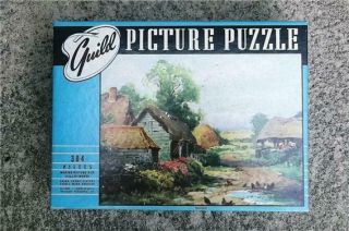 Vintage Whitman Guild 304 Pc Picture Puzzle " Farmyard " Farm W/ Country Setting