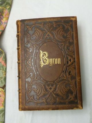 1856,  The Poetical Of Lord Byron,  In 1 Vol Leather Steel Engravings Vg